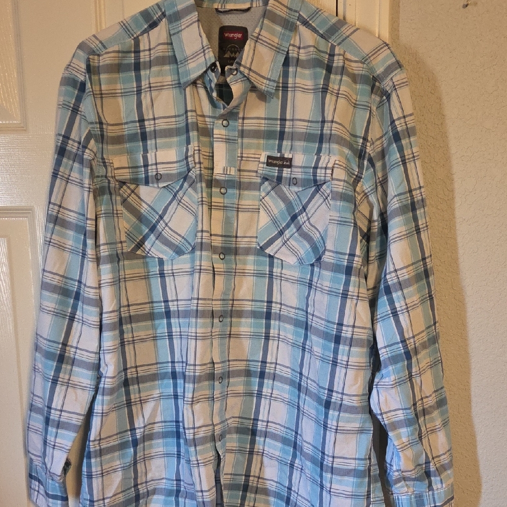 Wrangler Light Blue Plaid Shirt